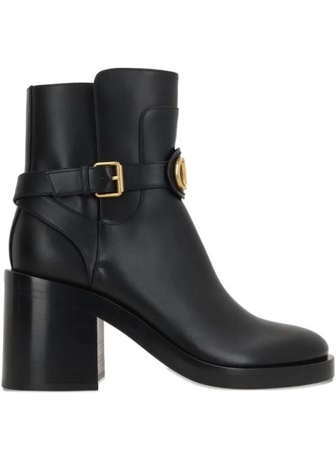 Valentino Garavani 70mm buckle-strap logo boots - Black