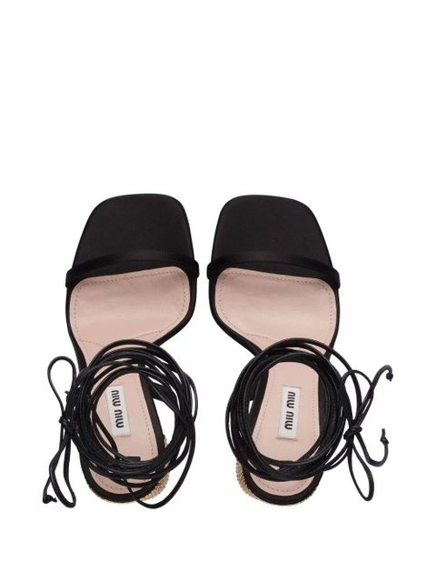 Miu Miu 100mm ankle tie-fastening sandals - Black - zdjęcie produktu nr 2