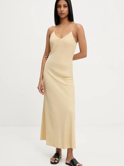 Answear.LAB sukienka kolor żółty maxi rozkloszowana