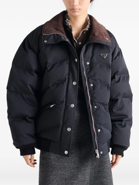 Prada medium-weight compact poplin down jacket - Blue