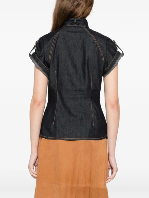 ZIMMERMANN denim tie neck shirt - Blue