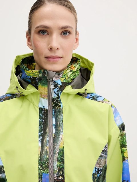 adidas by Stella McCartney kurtka przeciwdeszczowa TrueNature Earth Collage damska kolor zielony przejściowa oversize JF8480