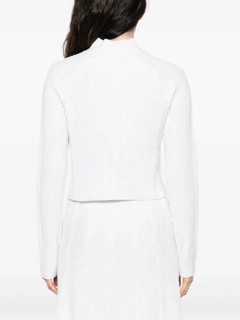 Maje short-zip ribbed sweater - White