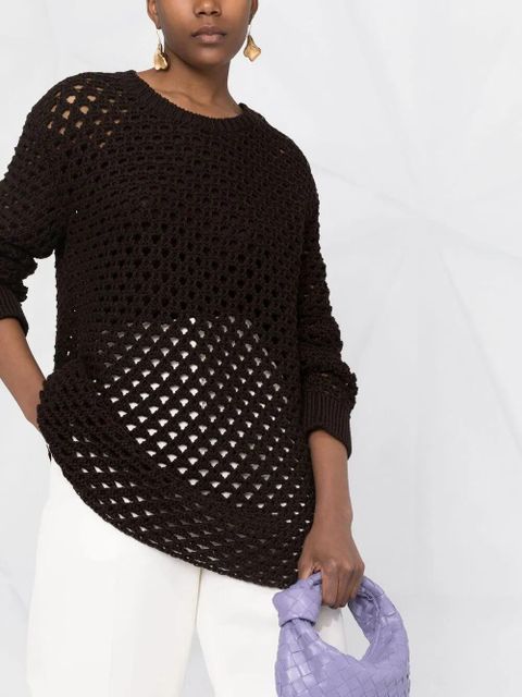 Valentino Garavani open-knit jumper - Brown