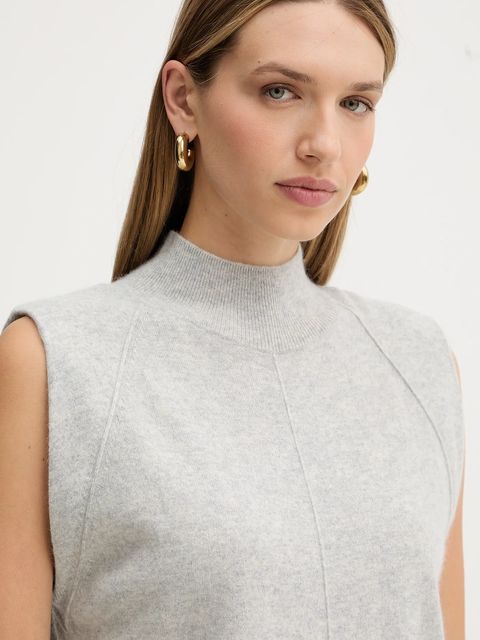 BOSS kamizelka kaszmirowa damski kolor szary lekki z półgolfem 50548506 - zdjęcie produktu nr 2