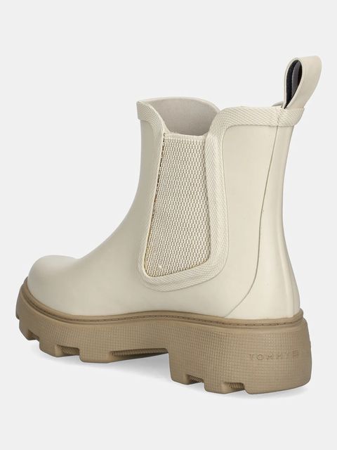 Tommy Hilfiger kalosze RUBBER FLAG CLEATED RAINBOOT damskie kolor beżowy FW0FW08637