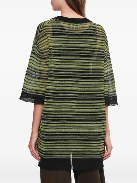 GANNI striped v-neck T-shirt - Black