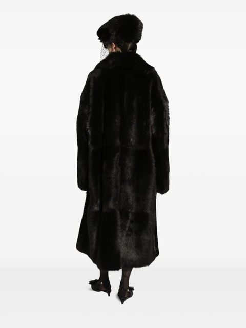 Dolce & Gabbana single-breasted shearling coat - Black