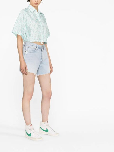 Moncler logo-print cropped shirt - Blue - zdjęcie produktu nr 2