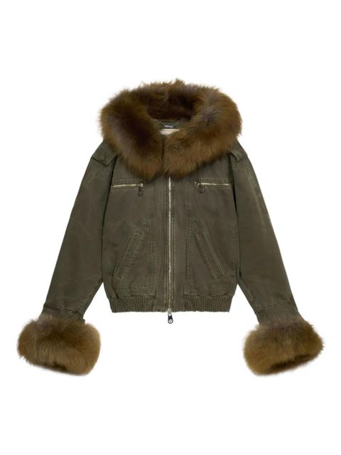 Blumarine fur-trimmed bomber jacket - Green - zdjęcie produktu nr 1