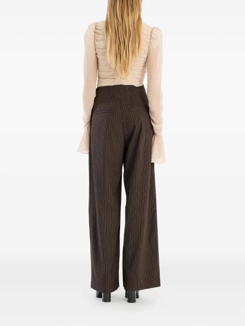 ROTATE BIRGER CHRISTENSEN pinstripe wide-leg trousers - Brown
