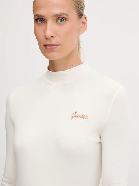 Guess longsleeve ALBA kolor beżowy z półgolfem V5BP10 KCBF1