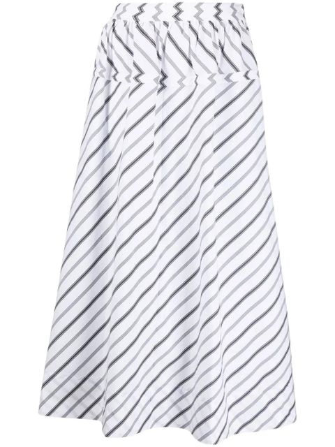 Tory Burch Variegated striped poplin skirt - White - zdjęcie produktu nr 1