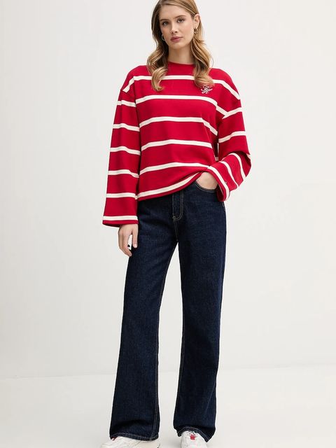 Tommy Hilfiger longsleeve kolor czerwony WW0WW48431 - zdjęcie produktu nr 2