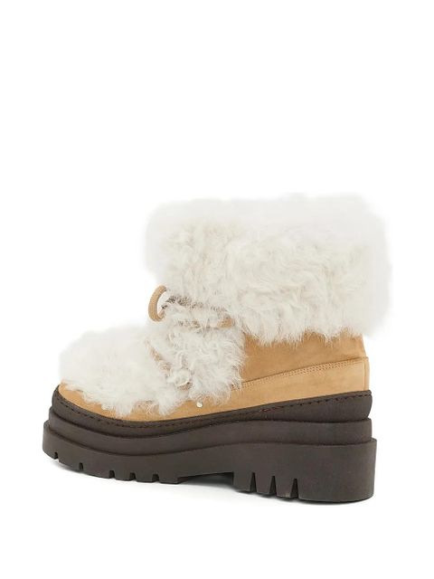 Yves Salomon shearling platform boots - White