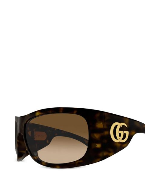 Gucci Eyewear tortoiseshell-effect double G sunglasses - Brown