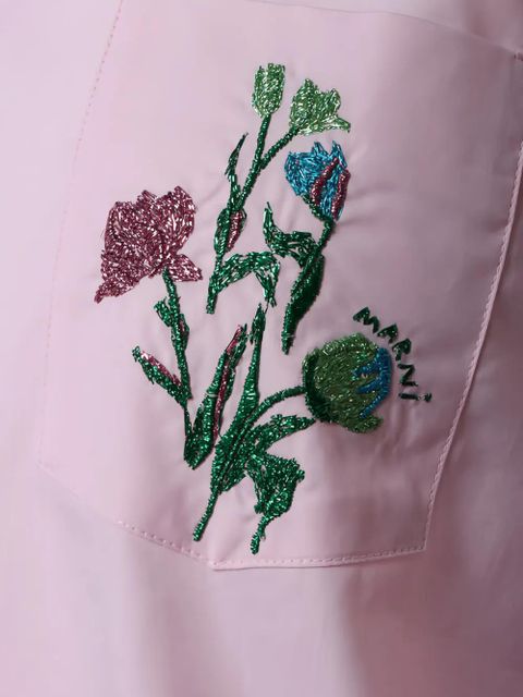 Marni floral-embroidered pocket shirt - Pink