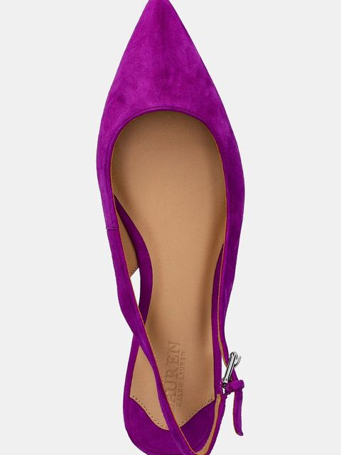 Lauren Ralph Lauren baleriny nubukowe Londyn Slbck kolor fioletowy z odkrytą piętą 802967746007