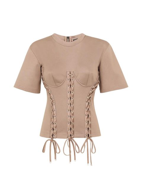 Dolce & Gabbana eyelet-detail corset T-shirt - Brown - zdjęcie produktu nr 1
