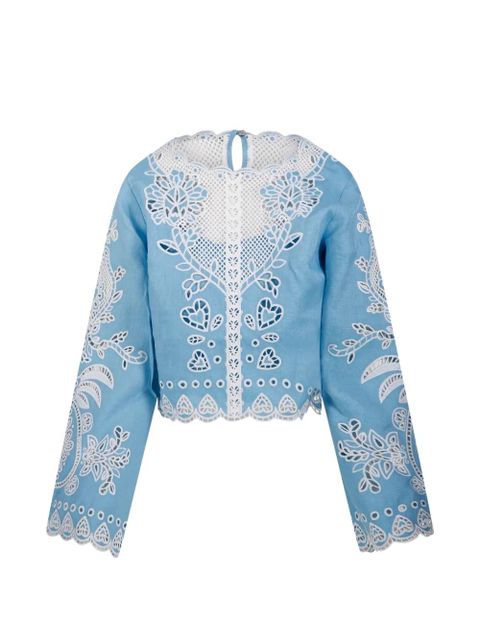 FARM Rio long-sleeve cut-out blouse - Blue - zdjęcie produktu nr 1