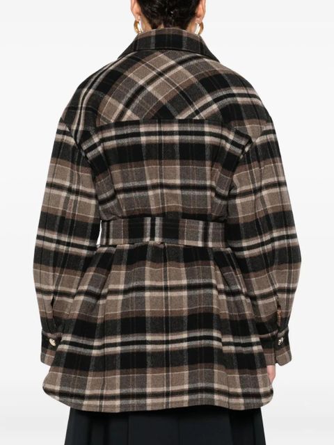 Maje plaid belted coat - Brown
