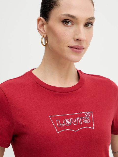Levi's t-shirt bawełniany damski kolor czerwony 17369
