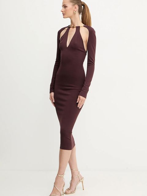 Elisabetta Franchi sukienka kolor bordowy midi dopasowana AM11S56E2