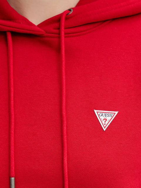 Guess Jeans bluza damska kolor czerwony z kapturem gładka W4YQ04 KC811