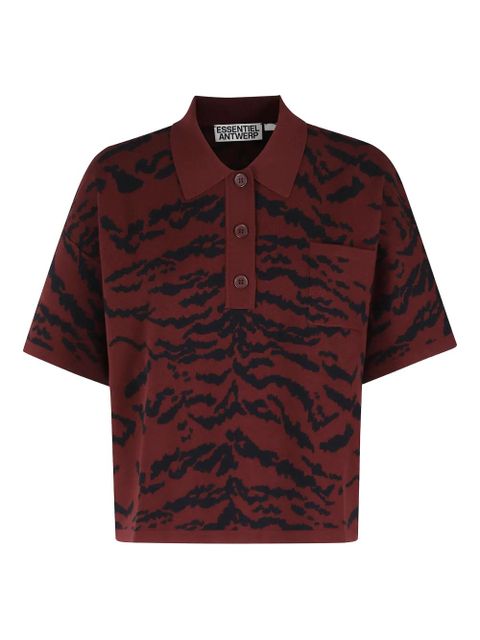 Essentiel Antwerp zebra print pocket polo top - Red - zdjęcie produktu nr 1