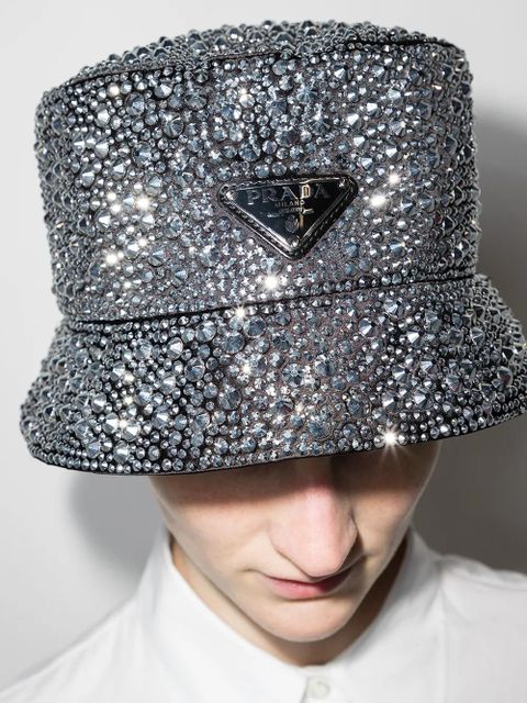 Prada crystal-embellished bucket hat - Black
