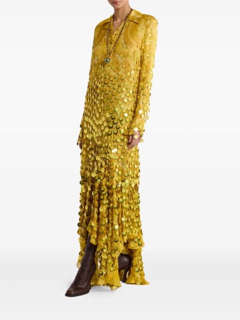 ETRO sequin-embellished silk dress - Yellow