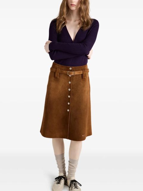 Prada button-front suede skirt - Brown - zdjęcie produktu nr 2