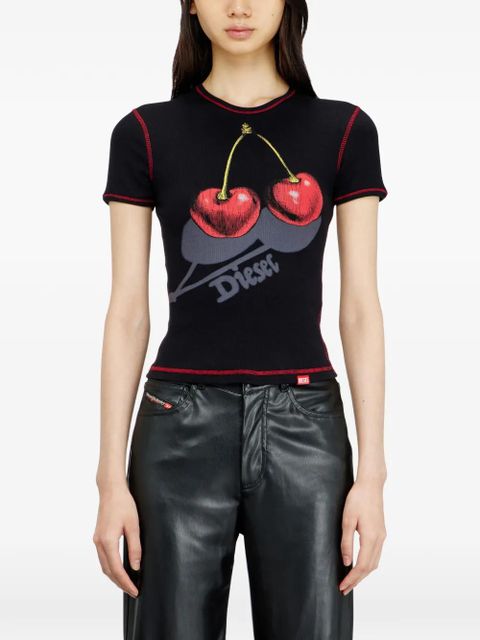 Diesel cherry print T-shirt - Black