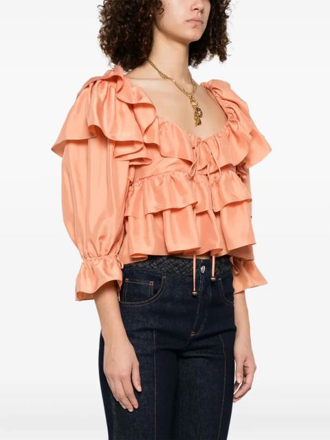 Chloé ruffled cropped top - Orange - zdjęcie produktu nr 2