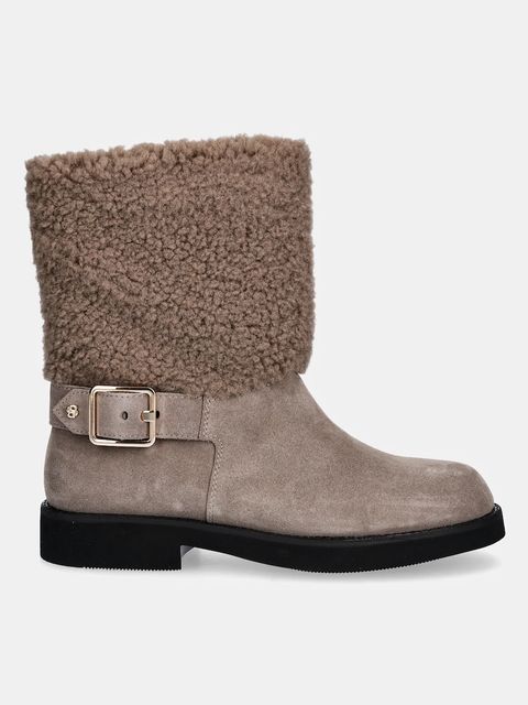 BOSS botki Eleri damskie kolor beżowy na płaskim obcasie 50552748 - zdjęcie produktu nr 2