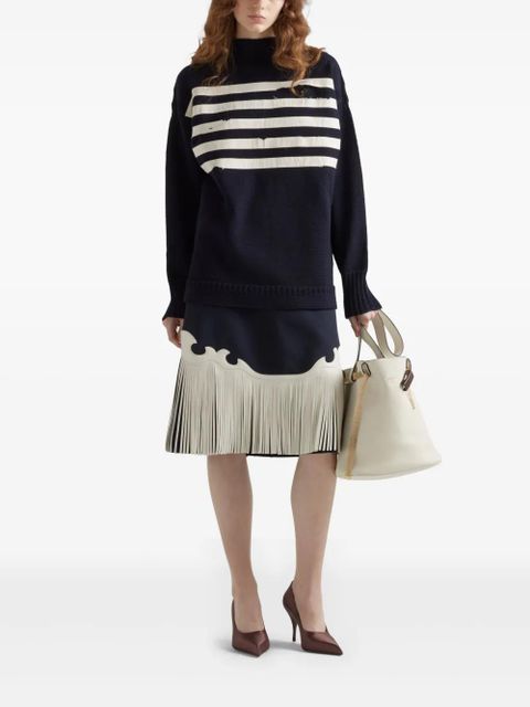 Prada fringed rush-stitch midi skirt - Blue - zdjęcie produktu nr 2