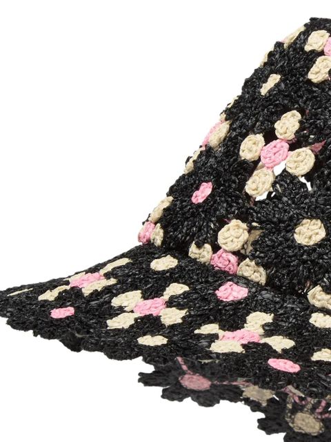 FENDI crochet-knit floral-pattern bucket hat - Black - zdjęcie produktu nr 2