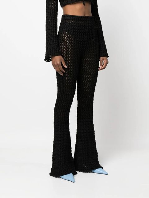 Moschino crochet-knit flared trousers - Black