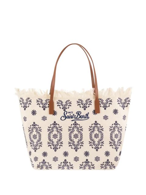 MC2 Saint Barth embroidered frayed-edge tote bag - Neutrals - zdjęcie produktu nr 1
