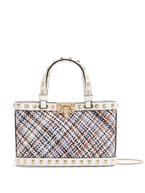 Valentino Garavani Rockstud mini shopping bag in woven fabric - White - zdjęcie produktu nr 1
