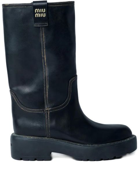 Miu Miu 55mm logo boots - Black