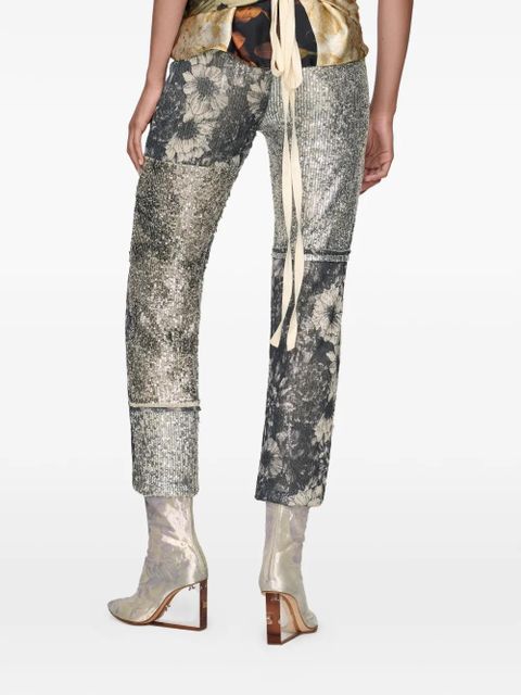 Maison Margiela sequin-embellishment floral-details trousers - Silver