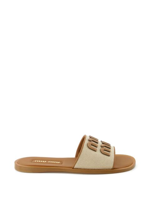 Miu Miu logo-appliqué sandals - Neutrals - zdjęcie produktu nr 1