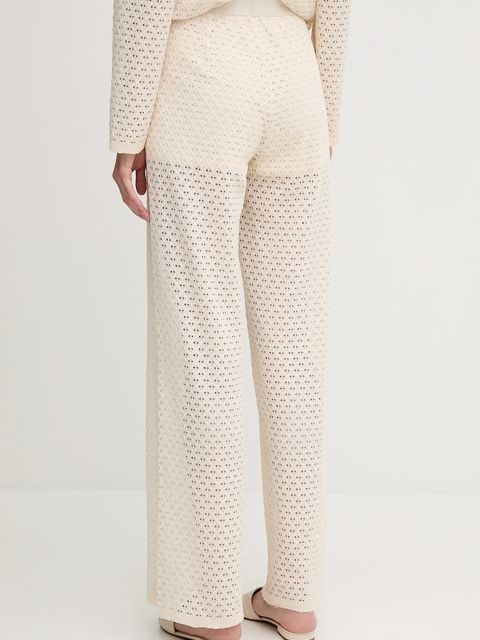 Marc Aurel spodnie damskie kolor beżowy szerokie high waist 1750-7011-93428 - zdjęcie produktu nr 2