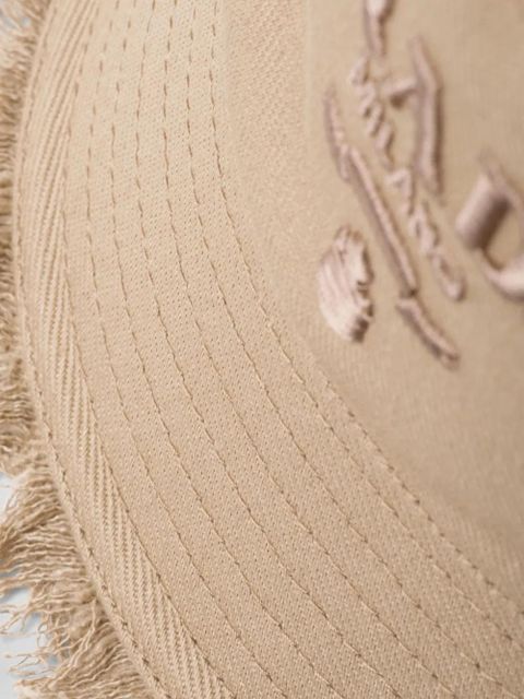 Prada logo-embroidered bucket hat - Neutrals