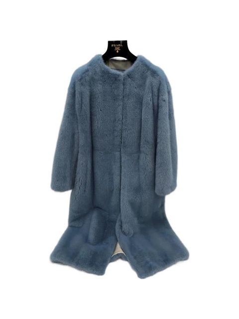 Prada faux-fur collarless coat - Blue - zdjęcie produktu nr 1