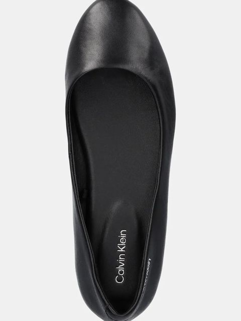 Calvin Klein baleriny skórzane FLAT MARY JANE - LTH kolor czarny HW0HW02341