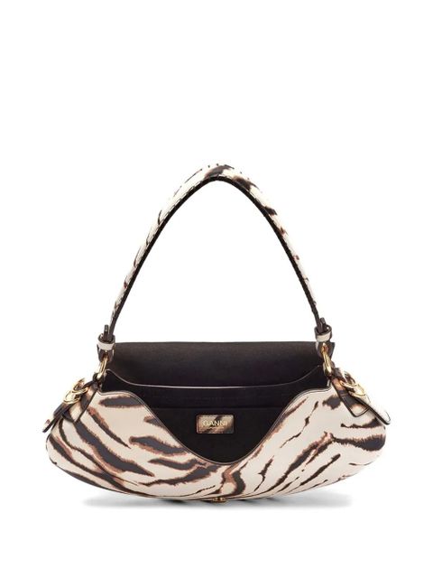 GANNI B-Kat zebra-print shoulder bag - Neutrals