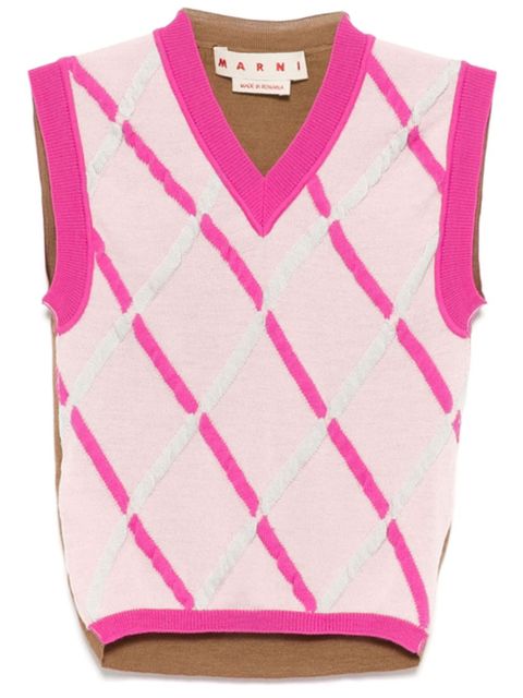 Marni diamond pattern sleeveless knitted top - Pink - zdjęcie produktu nr 1