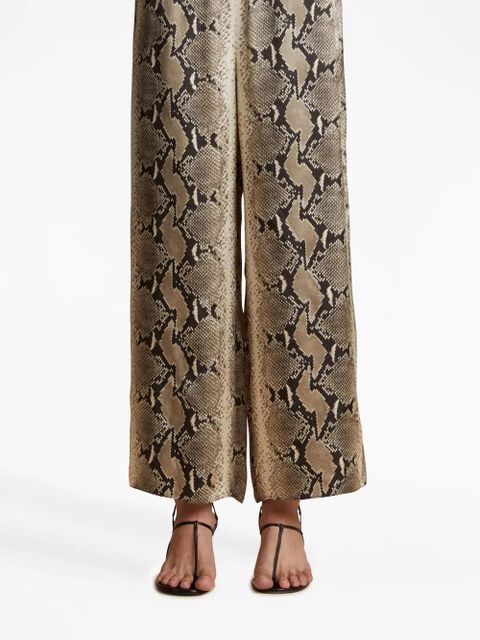 KHAITE Mindy snake-print crop trousers - Black